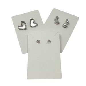 3 Pair  Elegant Stud Earring Sets: Heart, Pearl, and Crystal Gem Stone‎ Designs